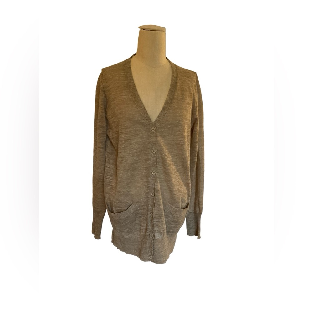 JCrew Marled Linen v-neck Cardigan Sweater. Size S. Tan natural color. EUC.